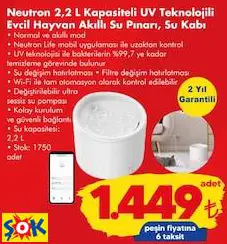 NEUTRON KAPASİTELİ UV TEKNOLOJİLİ EVCİL HAYVAN AKILLI SU PINARI SU KABI 2,2 L NEUTRON KAPASİTELİ UV TEKNOLOJİLİ EVCİL HAYVAN AKILLI SU PINARI SU KABI 2,2 L